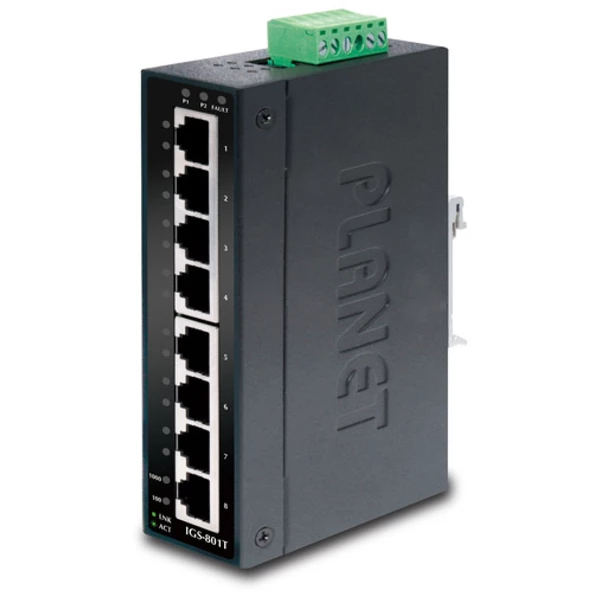 Endüstriyel Tip Yönetilemeyen Switch (Industrial Unmanaged Switch)<br>8-Port 10/100/1000Mbps<br>IP30, -40~75 Derece C