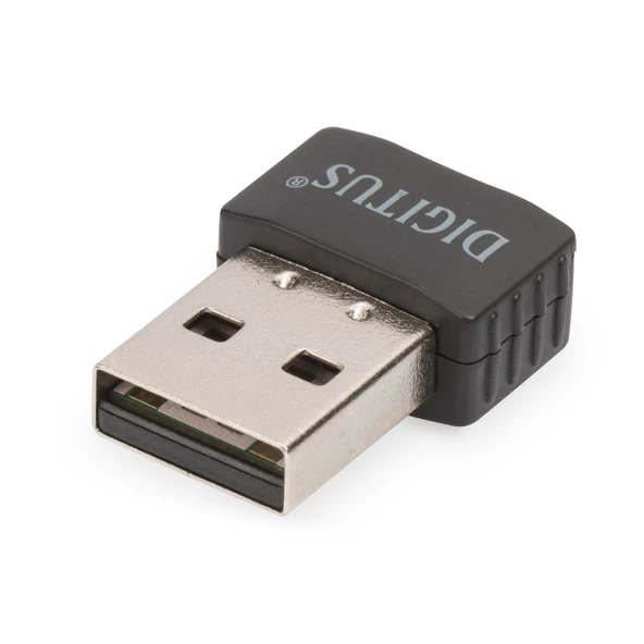 Digitus Tiny Kablosuz (Wireless) 11AC USB 2.0 Adaptör, 600Mbps, 2.4/5GHz dual band çalışabilme özelliği, Realtek RTL8811AU çip takımı, 1T/1R <br>Digitus Tiny USB Wireless 11AC Adapter