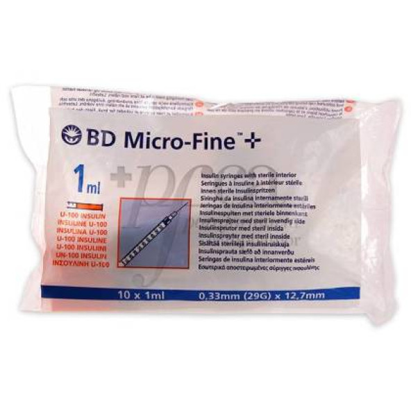 BdMicrofine Insulin Enjektörü 1ml 0,33mm(29G)x12,7mm 100 Adet