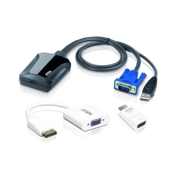 Laptop USB Konsol Adaptörü Kit'i, VGA + HDMI + DP<br>Laptop USB KVM Console Crash Cart Adapter IT Kit, VGA + HDMI + DP