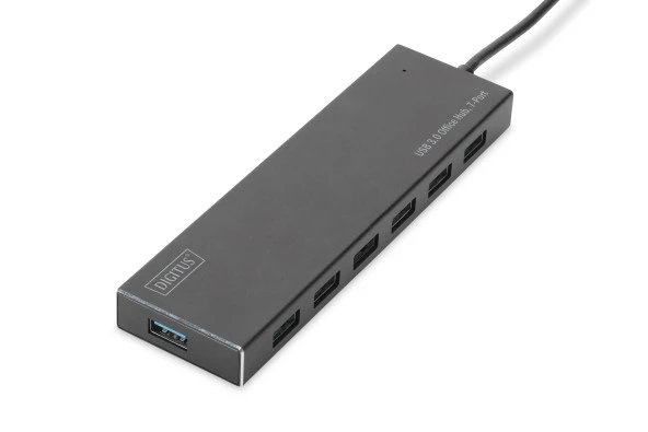Digitus 7 Port USB 3.0 Hub, 5V/3,5A güç adaptörü dahil, alüminyum<br>Digitus USB 3.0 Office Hub, 7-Port