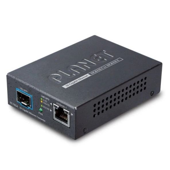 Media Converter<br>10G/5G/2.5G/1G/100BASE-T <-> 10GBASE-X SFP+<br>6000 VDC Ethernet ESD korumasına sahip<br>0 - 50 derece C çalışma ısısına sahip<br>DIN-ray ve duvara monte edilebilir