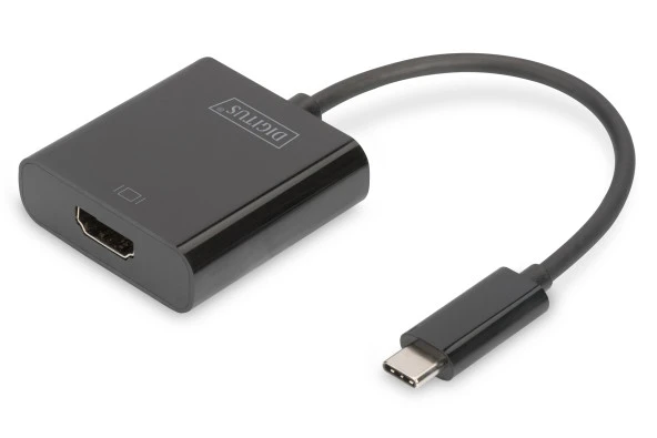 Digitus USB 3.1 (Gen. 1) (USB Tip C) <-> HDMI Grafik Adaptörü<br>Giriş: 1 x USB Tip C erkek (bilgisayar bağlantısı için)<br>Çıkış: 1 x HDMI A (19 pin) dişi (Ultra HD, 4K, 3840 x 2160p@30Hz)<br>Plastik