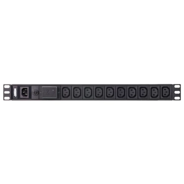 1U 10A 10Port Basic PDU/Power Distribution Unit (Elektrik Güç Dağıtım Ünitesi), Surge (Darbe) Gerilimi Korumalı