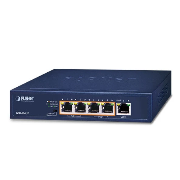 Yönetilemeyen Masaüstü Switch (Unmanaged Desktop Switch)<br>1 x 10/100/1000Base-T<br>2 x 10/100/1000Base-T 802.3bt PoE++ (Port 1 ve Port 2) (PoE Güç Çıkışı: Maks. 90W)<br>2 x 10/100/1000Base-T 802.3af/at PoE+ (Port 3 ve Port 4) (PoE Güç