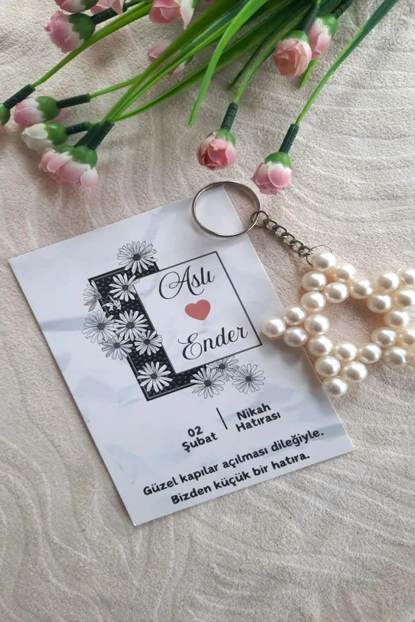 30 Adet Papatya Çerçeve Kartlı Hediyelik Yıldız Anahtarlık - Kına Hediye - Nikah Hediye- Bride - 2