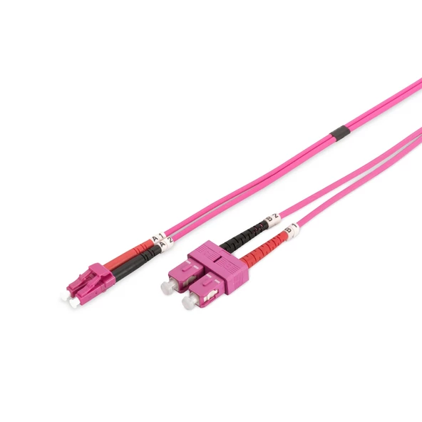 Digitus LC-SC Fiber Optik Patch Cord, 3.0mm, Duplex, Multimode, OM4, 50/125 µ, 1 metre