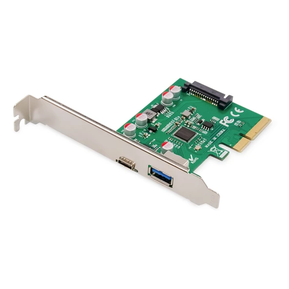 Digitus USB 3.1 PCI Express Kart, 2 x harici USB 3.1 port, 1 x USB-C™ yuva, 1 x USB-A yuva, maksimum 10GB/s