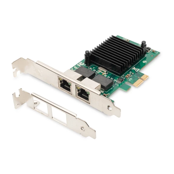 Digitus 2 Port Gigabit Ethernet PCI Express Kart, düşük profil bracket, Intel çip takımı<br>Digitus Gigabit Ethernet PCI Express Card, 2-port, low profile bracket, Intel chipset