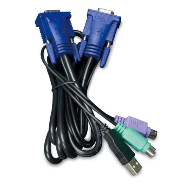 USB KVM Kablosu, entegre PS2 <-> USB Çevirici, 1.8 Metre<br>1.8M USB KVM Cable with built-in PS2 to USB Converter