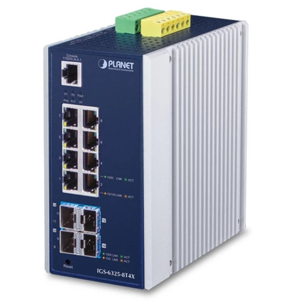 Endüstriyel Yönetilebilir Ethernet Switch (Industrial Managed Ethernet Switch)<br>L3<br>8-Port 10/100/1000T<br>4-Port 10G SFP+