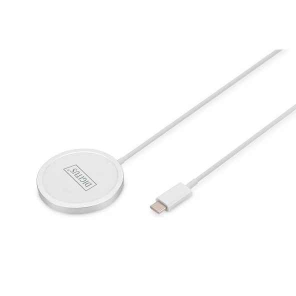 Digitus Kablosuz Şarj Pad/Altlık, Mıknatıslı, 15W, MagSafe uyumlu<br>Digitus Wireless charging pad, magnetic 15W, MagSafe compatible