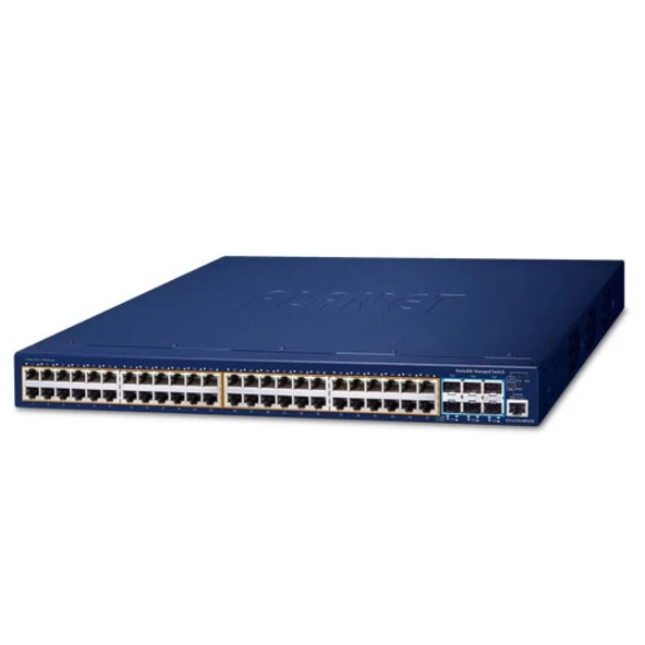 L3 Stack Edilebilir Yönetilebilir Switch (L3 Stackable Managed Switch)48-Port 10/100/1000T 802.3at PoE + 6-Port 10G SFP+ 55V DC Yedek Güç