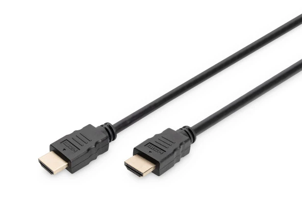 Digitus HDMI High Speed with Ethernet Bağlantı Kablosu, HDMI Tip A Erkek <->  HDMI Tip A Erkek, 3 metre, 4K/Ultra HD 60p, altın, siyah renk<br>Digitus HDMI High Speed with Ethernet Connection Cable, type A M/M, 3.0m, 4K/Ultra HD 60p, gold, bla