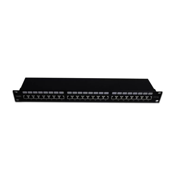 Beek 19" 1U 24 port CAT6A STP Patch Panel, LSA/IDC 90 derece punch ISO11801 Class Ea<br>Beek 19" 1U CAT6A STP Patch Panel, LSA/IDC 24-port 90 degree punch ISO11801 Class Ea