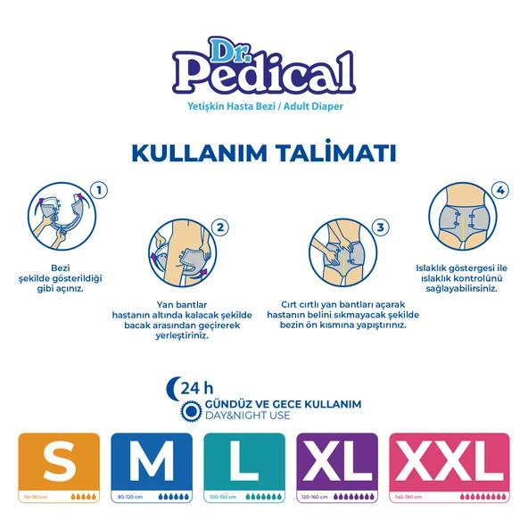 Dr. Pedical Belbantlı Büyük Boy L 30'lu 4 Adet Hasta Bezi - 3