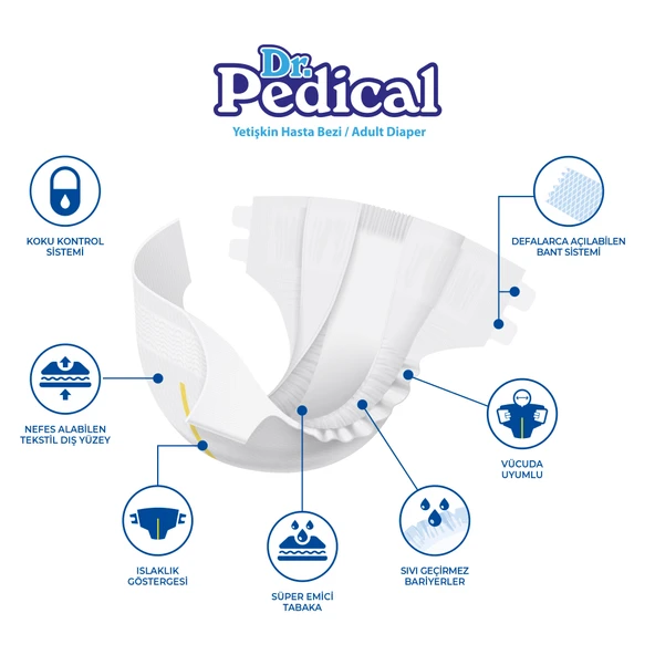 Dr. Pedical Belbantlı Büyük Boy L 30'lu 4 Adet Hasta Bezi - 2
