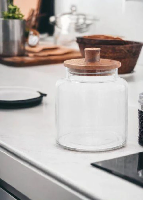 The Mia Madera Kapaklı Saklama Kavanozu 19x15x15 cm CAM0385 - 3