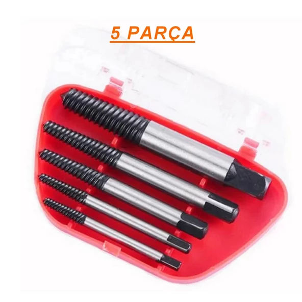 5Lİ Ters Kılavuz Takımı 5 Parça - Kırılmış Vida Civata Sökme Aparatı Ters Klavuz Seti - 2