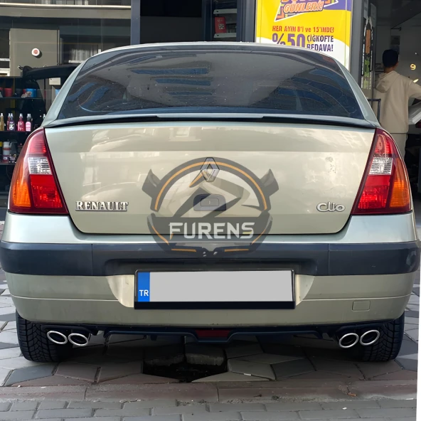 Renault Clio 2 Symbol 1998-2008 Sedan Uyumlu Bagaj Üstü Yarasa Spoiler Çıtası Piano Black Parlak Siyah - 6