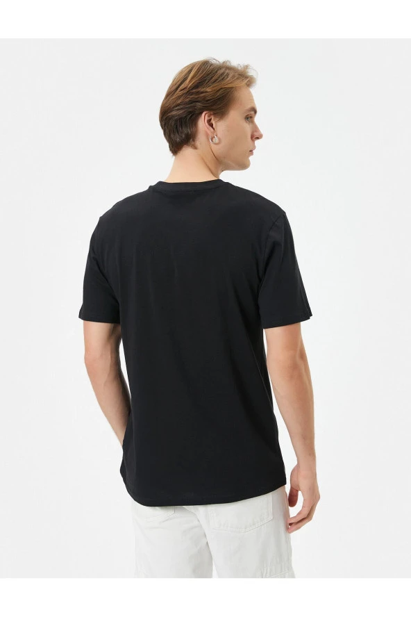 Slogan Baskılı Tişört Slim Fit Bisiklet Yaka Kısa Kollu - Resim 4