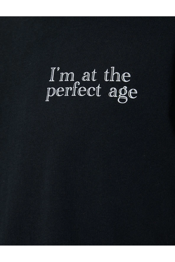 Slogan Baskılı Tişört Slim Fit Bisiklet Yaka Kısa Kollu - Resim 6