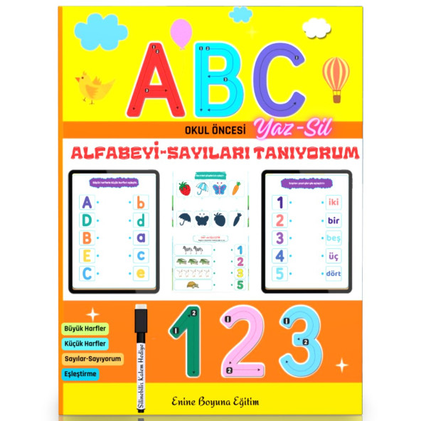 Okul Öncesi Alfabeyi Sayıları Tanıyorum YAZ-SİL Kitabı