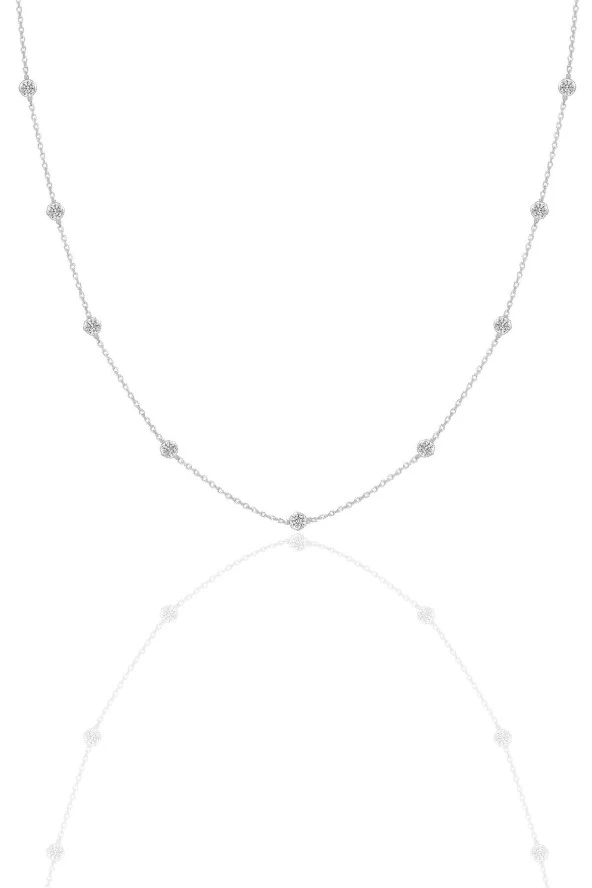 Gümüş rodyumlu zirkon sıra taşlı kolye SGTL12409RODAJ