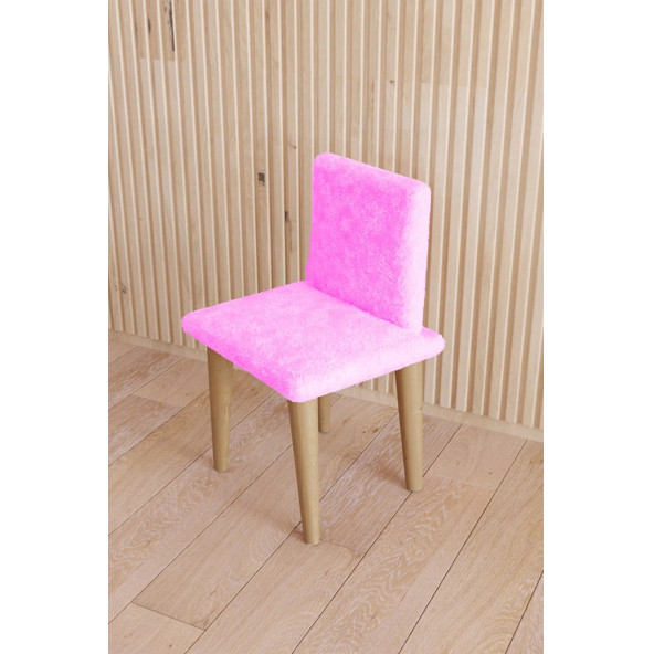 Yüceer Home Montessori Çocuk Oyun Aktivite Masası Pembe Welsoft Kumaşlı Oturma Sandalye Takımı - 3