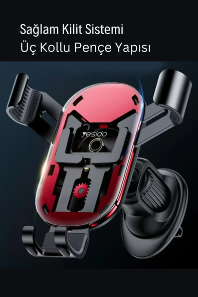 Araç Tutucu Hava Çıkış Kancalı Ayarlanabilir Kauçuk Korumalı Sarsılmaz Telefon Tutucu Braket C243 - Resim 4