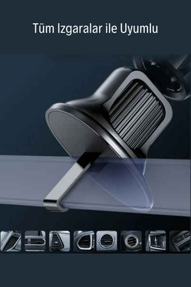 Araç Tutucu Hava Çıkış Kancalı Ayarlanabilir Kauçuk Korumalı Sarsılmaz Telefon Tutucu Braket C243 - Resim 3