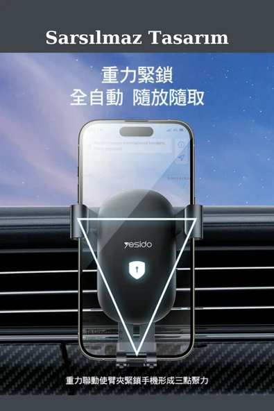 Araç Tutucu Hava Çıkış Kancalı Ayarlanabilir Kauçuk Korumalı Sarsılmaz Telefon Tutucu Braket C243 - Resim 6