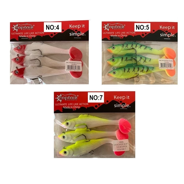 Captain 3568 Cracker Soft 12cm 26gr 3'lü Paket Silikon Suni Yem