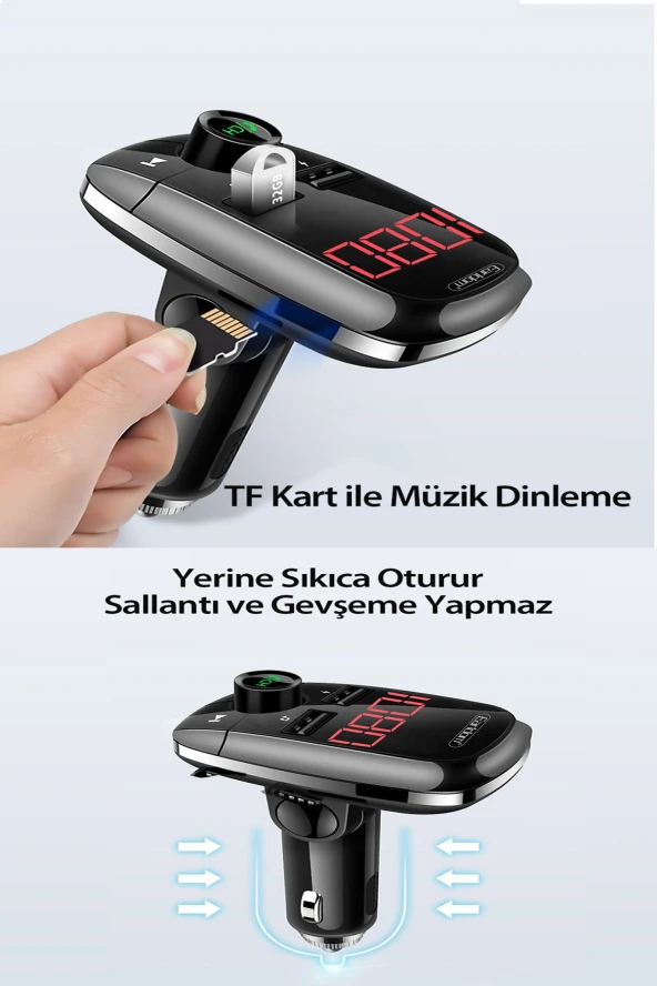 Fuchsia M55 Bluetooth USB3.0 PD Hızlı Şarj Dijital FM Transmitter - 3