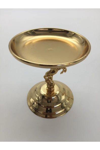 3'lü Atlı Gold Lokumluk, Çay ve Kahve Yanı Sunumluk, Metal Şekerlik, Makaronluk - 5