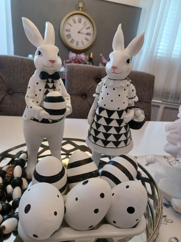 Easter Paskalya Tavşan Çift Biblo Dekorasyon