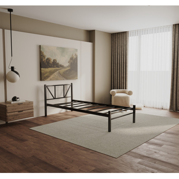 Yüceer Home Tek Kişilik Metal Karyola Ortopedik Ferforje Karyola 90x200 Cm - 2