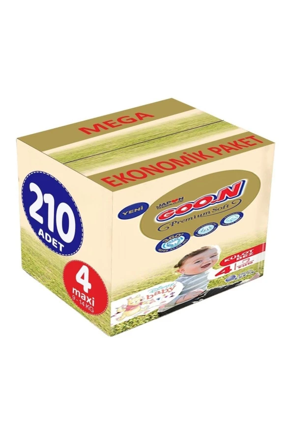 Goo.n Goon Premium Soft Külot Bebek Bezi Beden:4 (9-14kg) Maxi 210 Adet Mega Ekonomik Pk