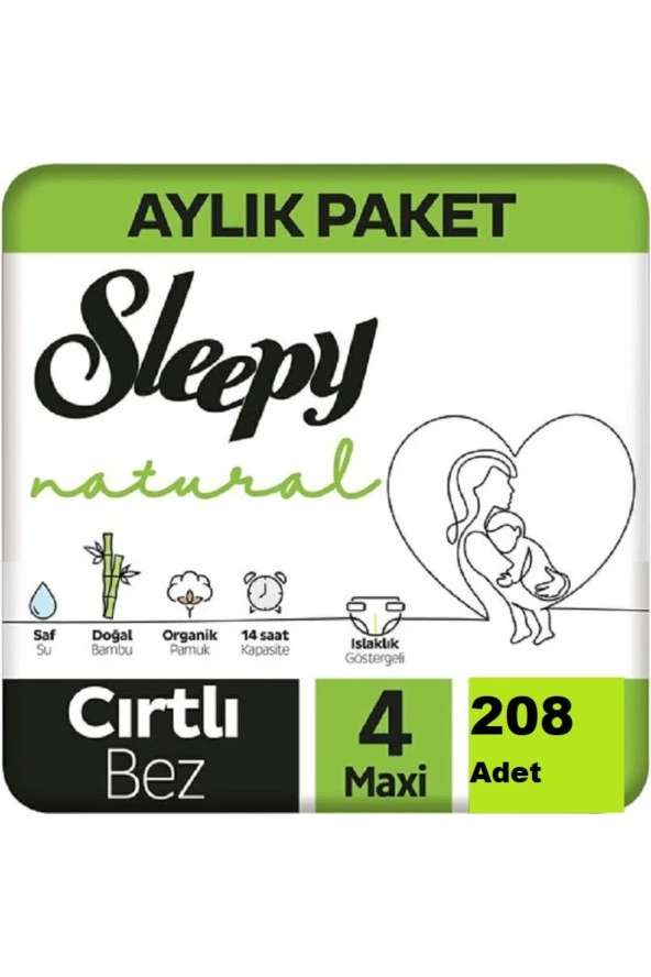 Sleepy Natural Jumbo Bebek Bezi 7-14 Kg Maxi 4 Numara 208 Li