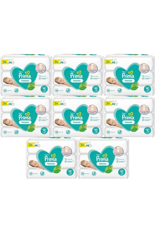 Prima Islak Havlu Mendil Hassas Ciltler Için Bitki Bazlı Kokusuz (24 LÜ SET) (8PK*3) 1248 Yaprak