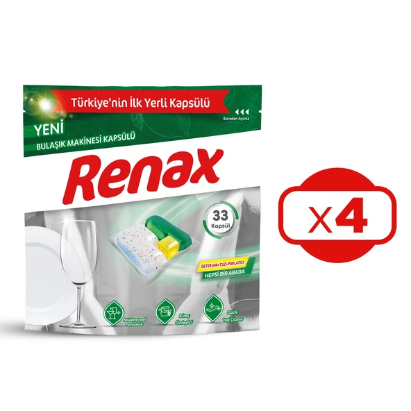 Renax Bulaşık Makinesi Kapsülü Hepsi Bir Arada 33 Lü x 4 Adet (132 Kapsül) - 3