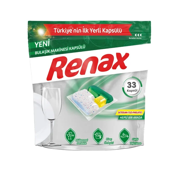 Renax Bulaşık Makinesi Kapsülü Hepsi Bir Arada 33 Lü x 3 Adet (99 Kapsül) - 3