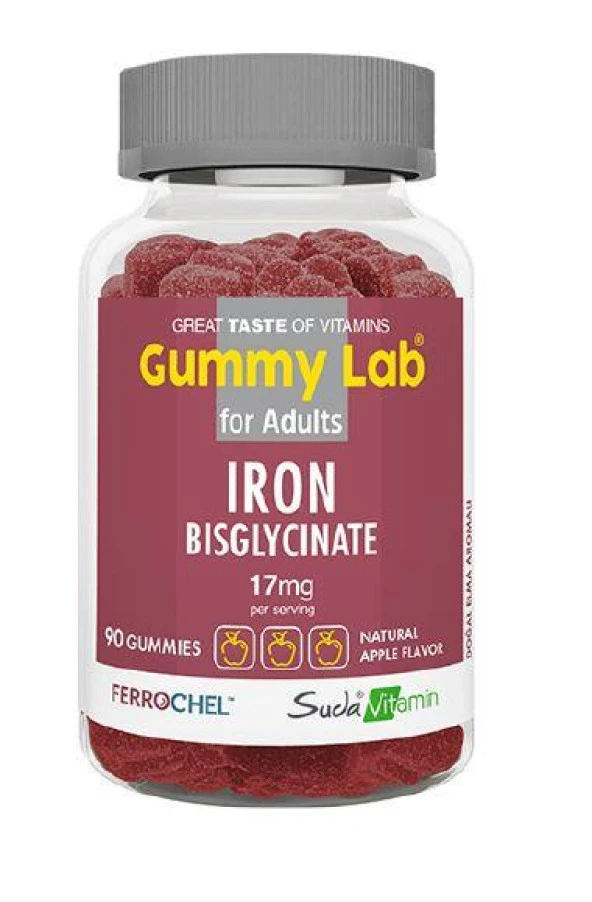 Suda Vitamin Gummy Lab Iron Bisglycinate Yetiskinler Icin 90 Gummies
