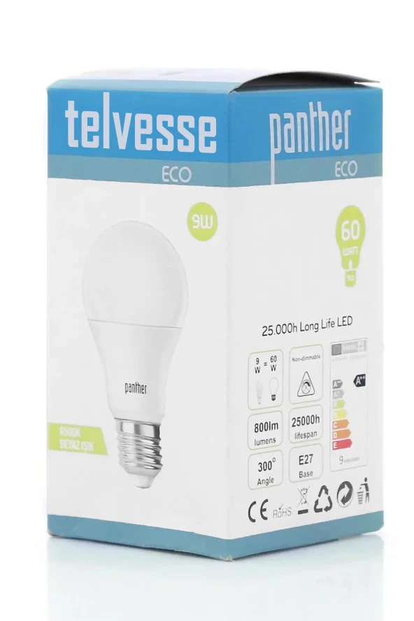 9W Beyaz LED E27 Ampul Tasarruflu Lamba 6500 K Beyaz Işık 800 Lümen 9W=60W - 5