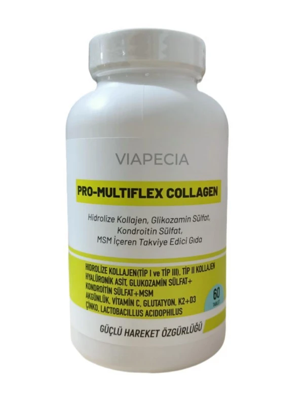 Viapecia Pro-Multiflex Collagen Güçlü Hareket Özgürlüğü Takviye Edici Gıda Kolajen 60 Tablet