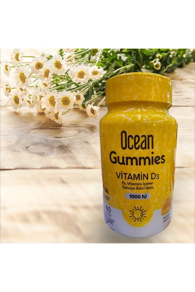 OCEAN Gummies Vitamin D3 1000IU 60 Çiğnenebilir Portakallı Jel Form 8697595873656