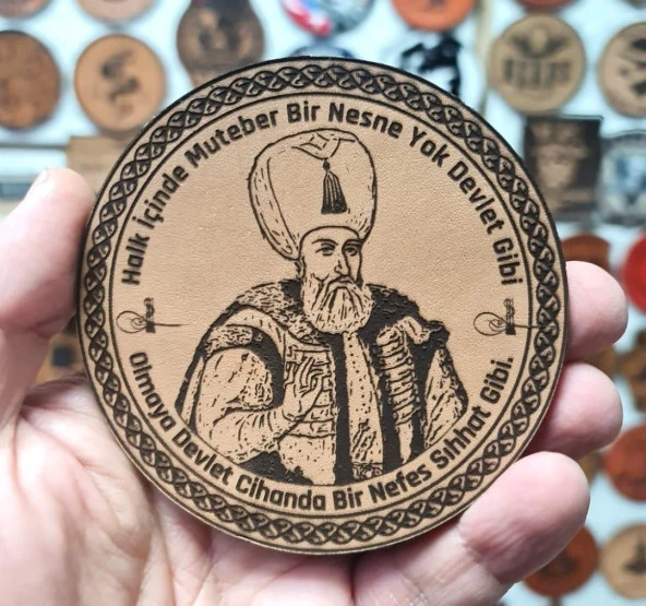 Kanuni Sultan Süleyman - Deri Peç - Arma - Osmanlı Padişahları - Leather Patch - Resim 2
