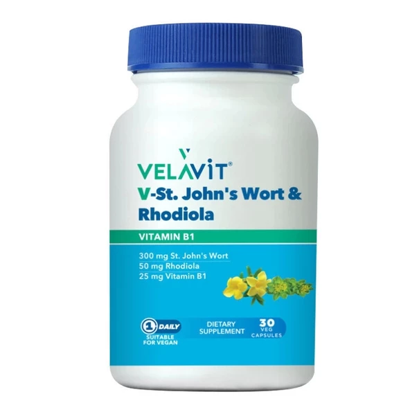 Velavit V-St.Johns Wort Rhodiola Takviye Edici Gıda 30 Kapsül