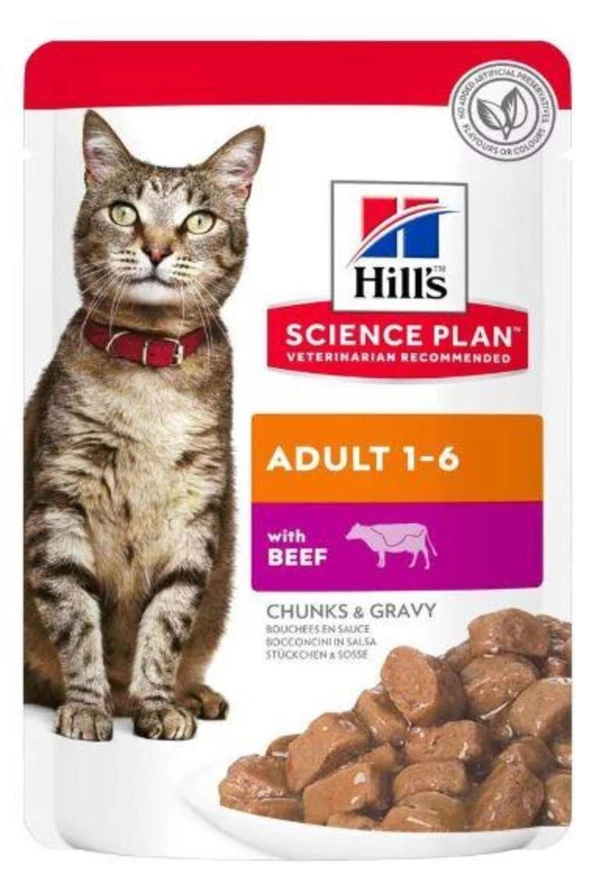 Hills Chunks in Gravy Biftekli Pouch Yetişkin Kedi Yaş Maması 85 Gr x 12 Adet