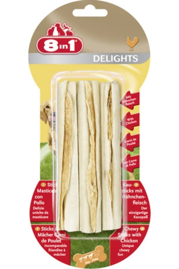 8 In 1 Delights Sticks 3´lü Stik Ağız Temizleme Kemiği 75 gr